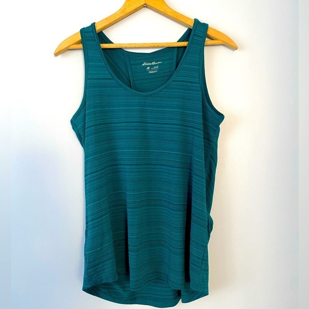 Eddie Bauer Size Small Yoga Active Racerback Draped Tank Top Freedry Teal - Picture 2 of 8